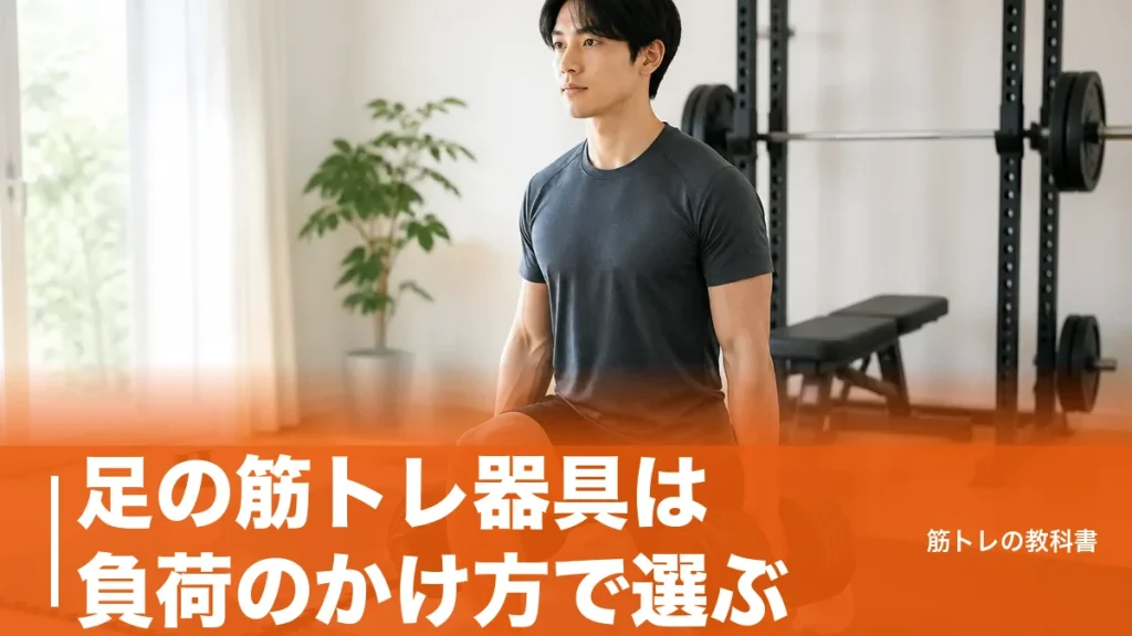 足の筋トレ器具は負荷のかけ方で選ぶ｜自宅で太もも・お尻・ふくらはぎに効く6タイプ比較のアイキャッチ画像