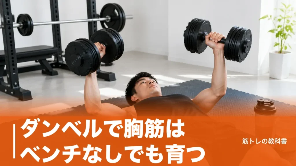 ダンベルで胸筋はベンチなしでも育つ｜床で効かせる7種目と可動域の作り方のアイキャッチ画像