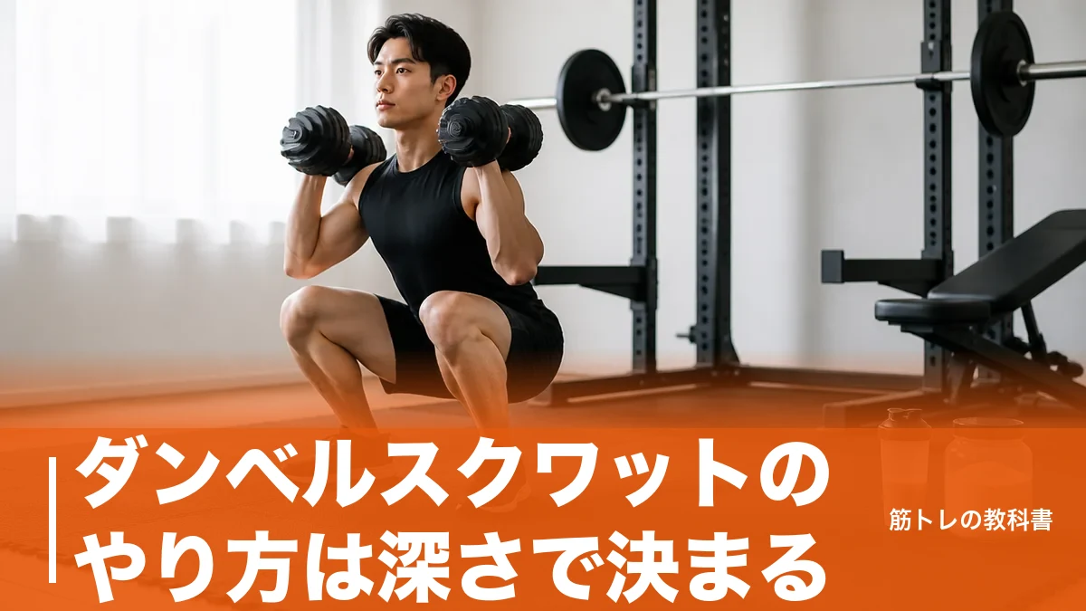 ダンベルスクワットのやり方は深さで決まる|前ももと尻を打ち分ける重量の目安のアイキャッチ画像