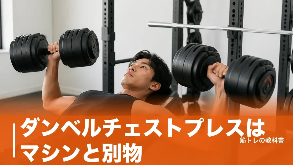 ダンベルチェストプレスはマシンと別物｜上腕が水平まで下ろす手順と重量の目安のアイキャッチ画像