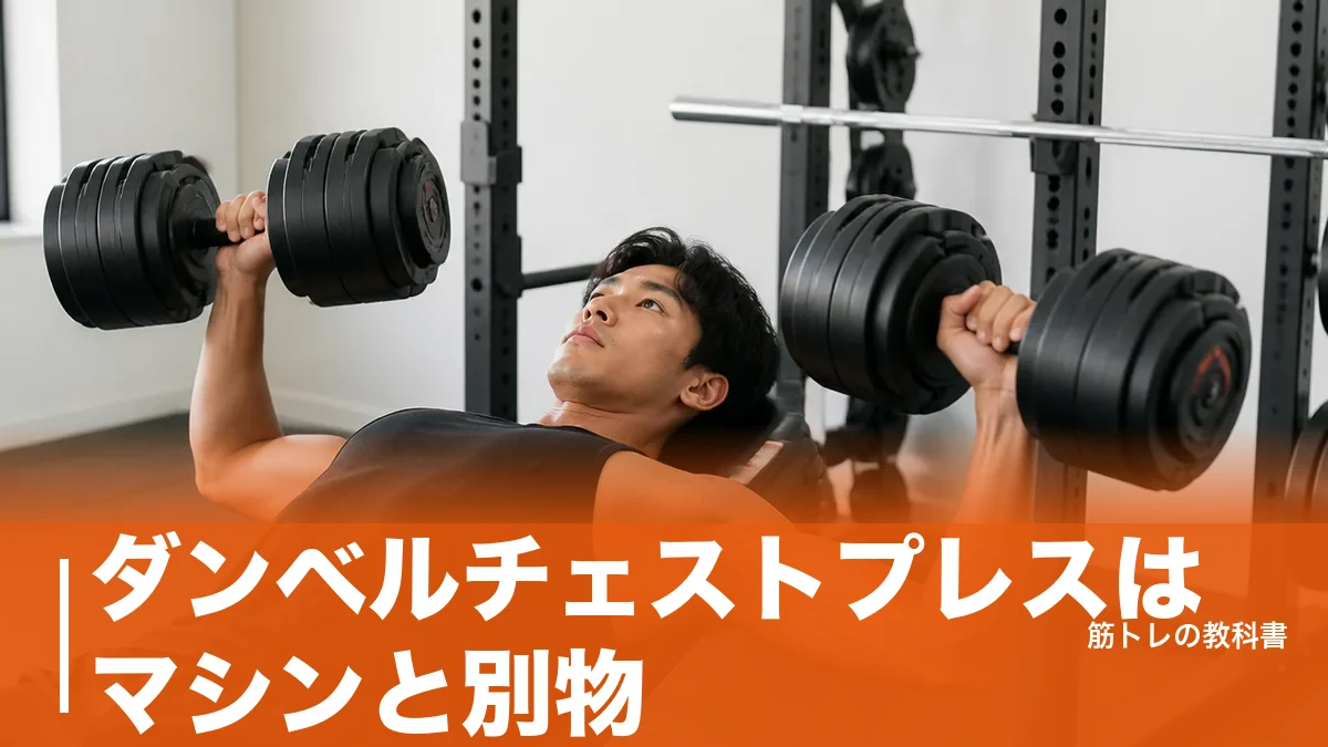 ダンベルチェストプレスはマシンと別物｜上腕が水平まで下ろす手順と重量の目安のアイキャッチ画像