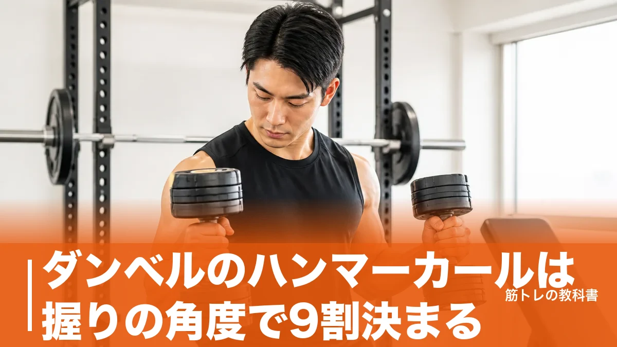 ダンベルのハンマーカールは握りの角度で9割決まる｜前腕まで太くする手順と重量の目安のアイキャッチ画像