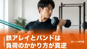 鉄アレイとバンドは負荷のかかり方が真逆｜併用で伸びる組み合わせ方と強度の選び方のアイキャッチ画像