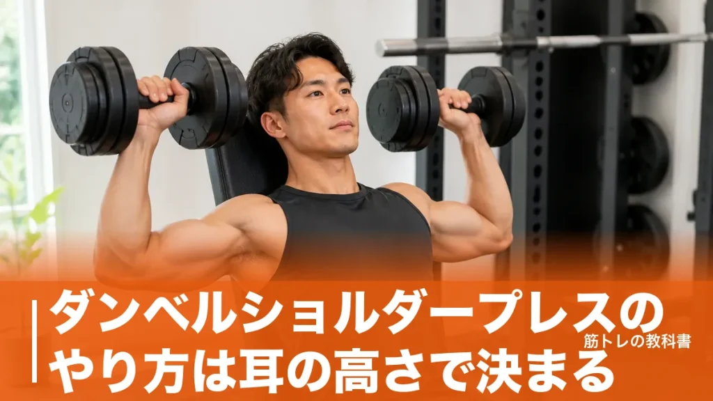 ダンベルショルダープレスのやり方は耳の高さで決まる｜肘の位置と重量の目安のアイキャッチ画像