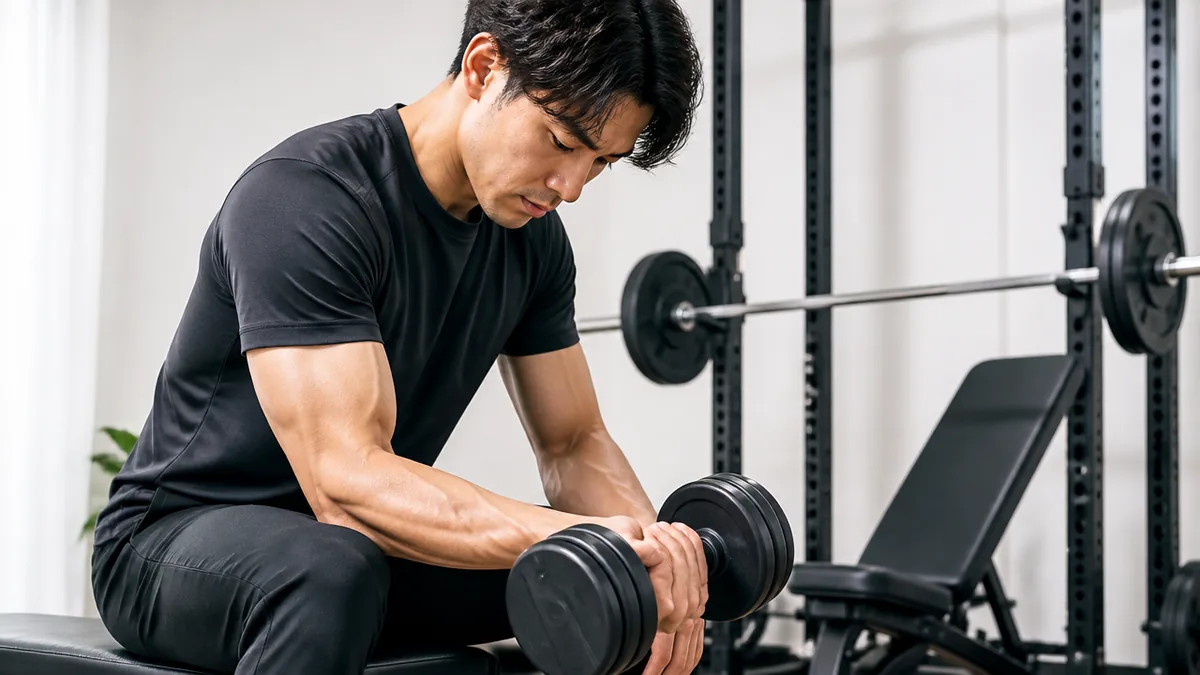 前腕の筋トレはダンベル8種目で決まる｜屈筋・伸筋の狙い分けと回数の正解のアイキャッチ画像