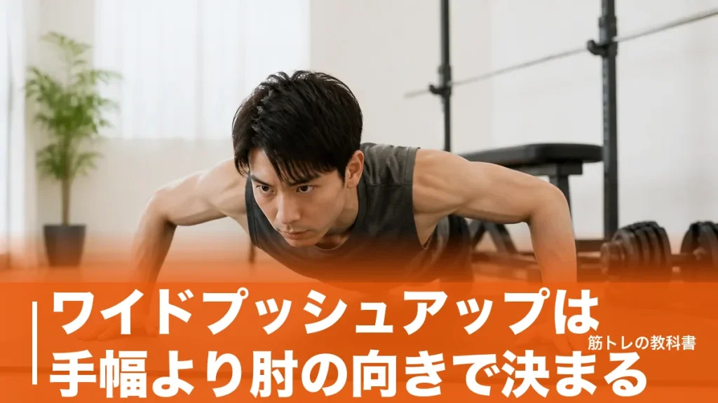 ワイドプッシュアップは手幅より肘の向きで決まる｜大胸筋に効かせる手順と回数の目安のアイキャッチ画像