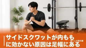 サイドスクワットが内ももに効かない原因は足幅にある｜膝を守る手順と回数の目安のアイキャッチ画像