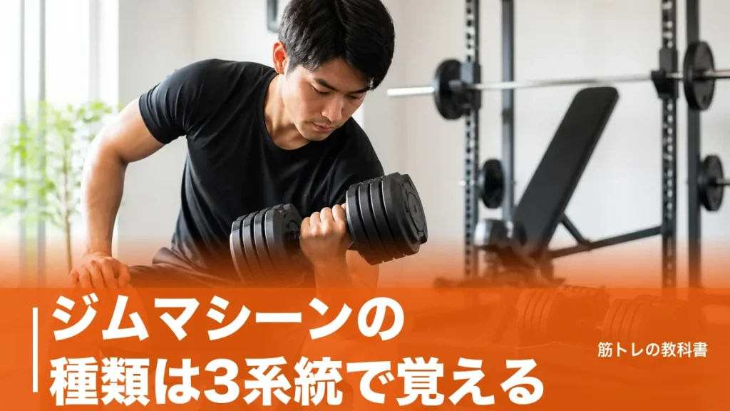 ジムマシーンの種類は3系統で覚える｜初心者が最初に触るべきマシンと回す順番のアイキャッチ画像